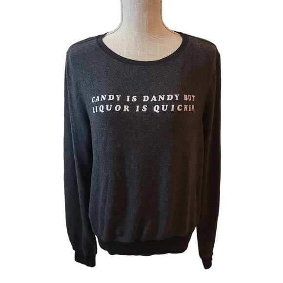 Wildfox Baggy Beach Jumper Candy and Liquor Black Sweatshirt NWT! Size Small HTF - Picture 2 of 4